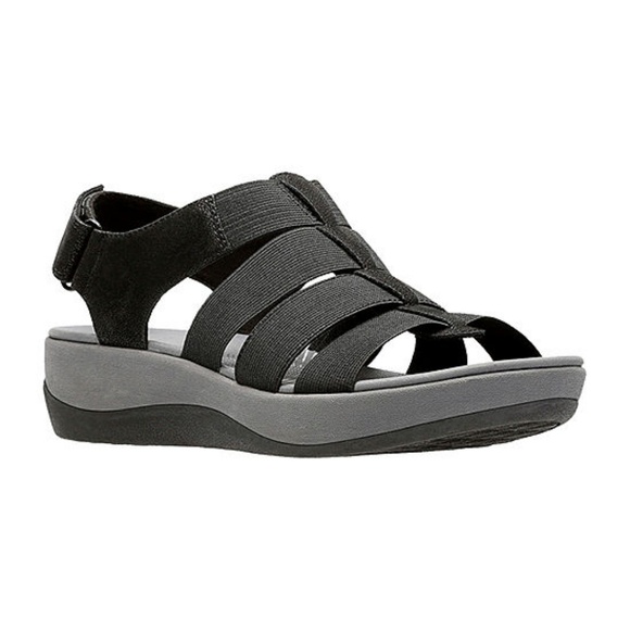 clarks black and white sandals